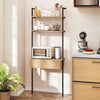 4-Tier Ladder Bookshelf with Drawer and Metal Frame for Living Room-Natural - Gallery View 1 of 9
