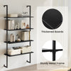 4-tier wall-mounted ladder shelf in black with thickened wooden boards and sturdy metal frame, perfect for any room.