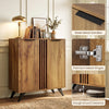 4-tier modern freestanding hidden shoe cabinet with natural finish, sleek metal handles, and 6" ground clearance for easy cleaning.
