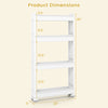 4-tier slim storage trolley in white with detachable trays and smooth wheels, ideal for kitchens and living rooms.