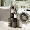 4-tier narrow bathroom storage cabinet with drawers, tissue box, and smooth wheels, ideal for small spaces in any room.