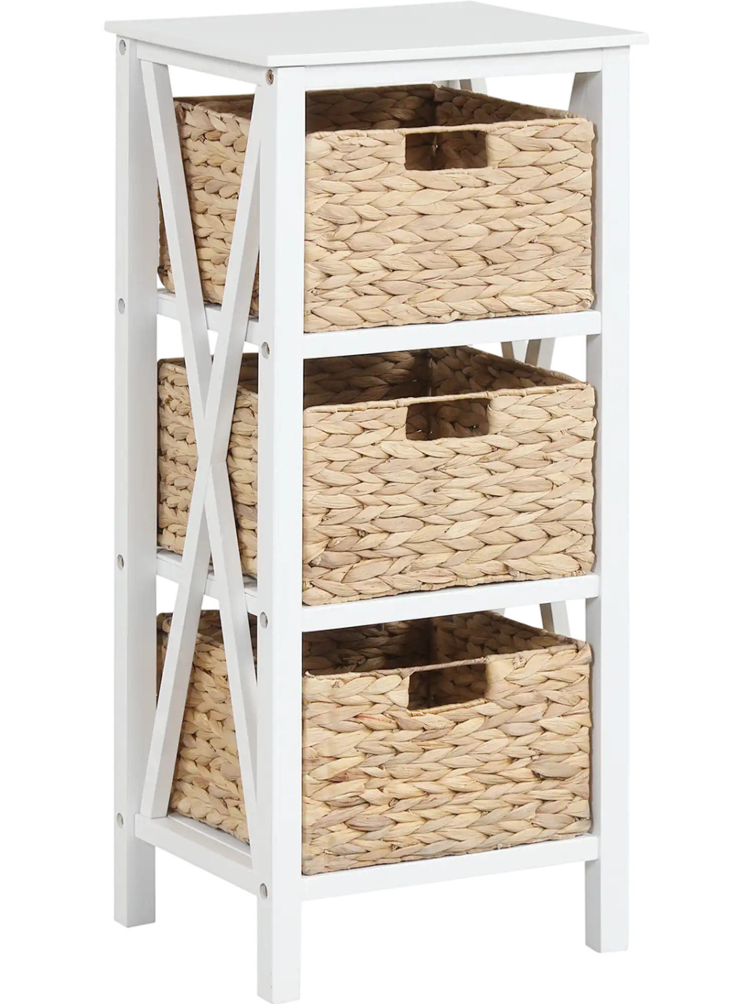 Costway 4-Tier Nightstand Side Table with 3 Seagrass Baskets X-Design 83943549 New