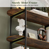 4-tier open bookcase in rustic brown with sturdy metal frame, featuring spacious shelves for organized display.