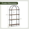 4-tier open bookcase with rustic brown shelves and sturdy metal frame, featuring arched design for stylish home.