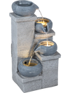 4-Tier Outdoor Water Fountain Cascading Bowl Waterfall Fountain with LED Lights