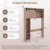 4-tier over-the-toilet storage cabinet in brown with sliding barn door and ample storage space for bathroom.