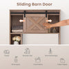 4-tier over-the-toilet storage cabinet with a sliding barn door in brown, ideal for bathroom organization and easy.