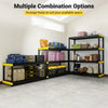 4-tier heavy-duty plastic storage shelf with adjustable feet and anti-tipping kit, ideal for garage or warehouse organization.