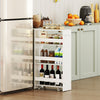 4-Tier Rolling Storage Cart Slim Kitchen Cart on Wheels with Open Shelves and Handle-White - Gallery View 1 of 10