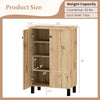 4-tier shoe organizer in natural wood finish with removable shelves and doors, ideal for entryways and living rooms.