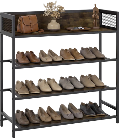 Costway 4-Tier Industrial Shoe Rack Organizer Heavy Duty Metal Frame 64186282 New