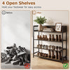 4-tier shoe rack in rustic brown with heavy-duty metal frame, organized footwear display for easy access.