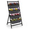 Vertical 4-tier garden bed with spacious planter boxes and drainage holes, designed for easy plant access and maintenance.