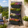 4-Tier Vertical Raised Garden Bed with 4 Containers and Drainage Holes-Black - Gallery View 1 of 9