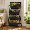 Four-tier vertical raised garden bed with detachable containers, drainage holes, and a sturdy metal frame for easy plant care.