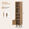 4-tier natural rattan storage cabinet with adjustable shelves, slim design, and solid wood legs for small spaces.