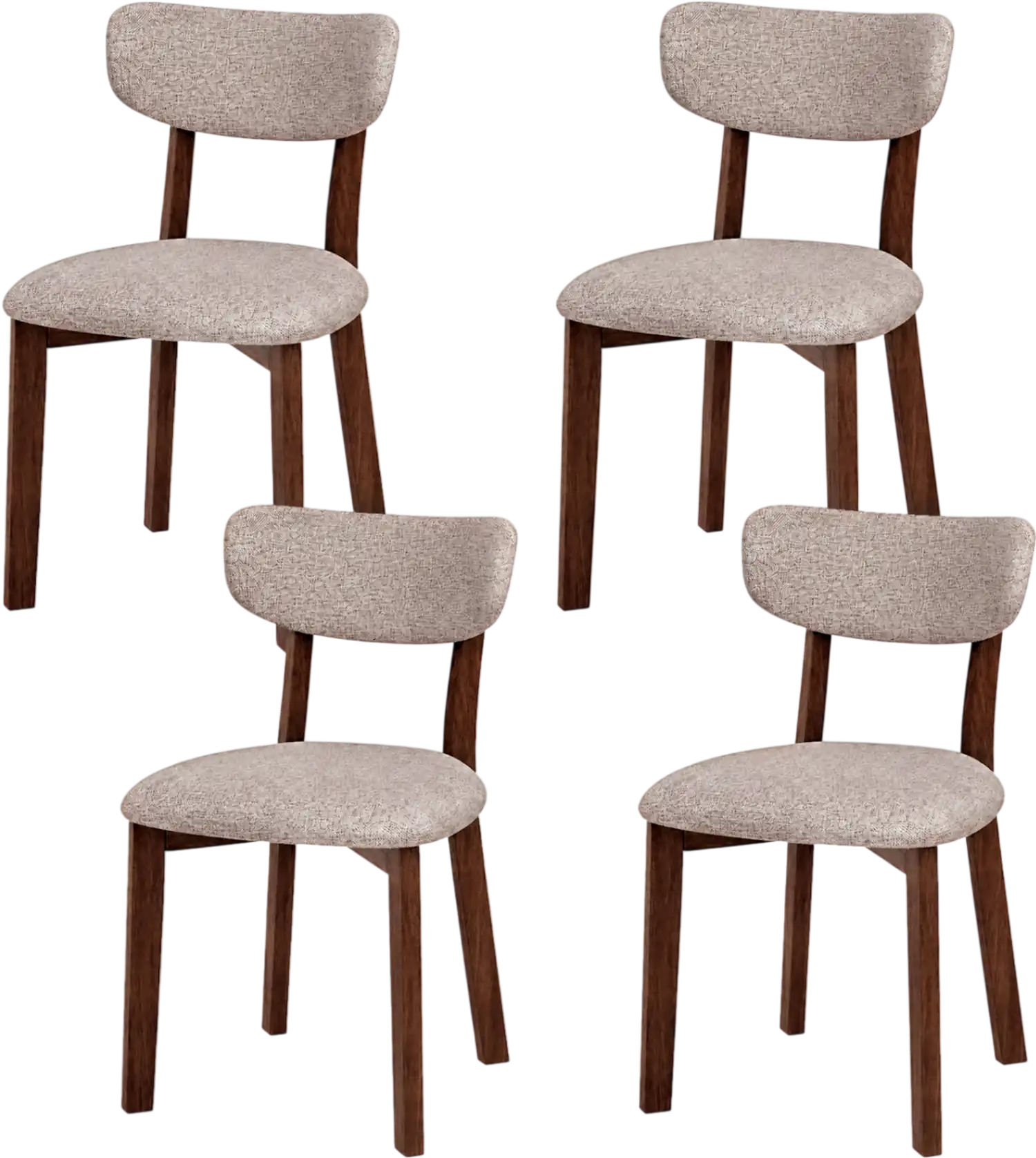 Costway Upholstered Dining Chairs Solid Rubber Wood Curved Backrest 4-Piece Set 35208992 New