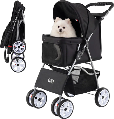 Costway 4 Wheel Pet Stroller for Small Dogs & Cats Up to 33 lbs 31554060 New