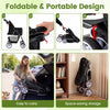 Foldable 4 wheel pet stroller in black, designed for small dogs and cats, easy to carry and store for convenient.