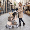 4 Wheel Pet Stroller for Small Dogs Cats up to 33 LBS-Beige - Gallery View 1 of 11