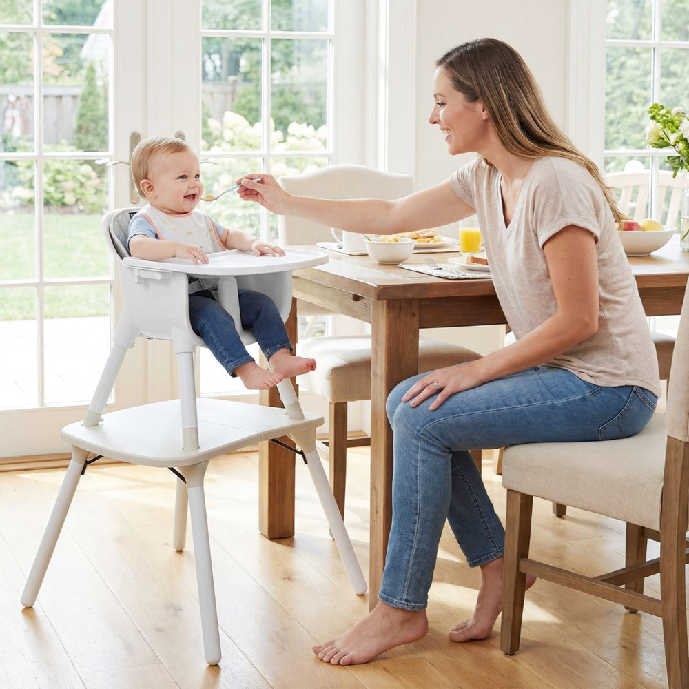 4-in-1 Baby Convertible Toddler Table Chair Set with PU Cushion-Cream - Gallery View 1 of 10
