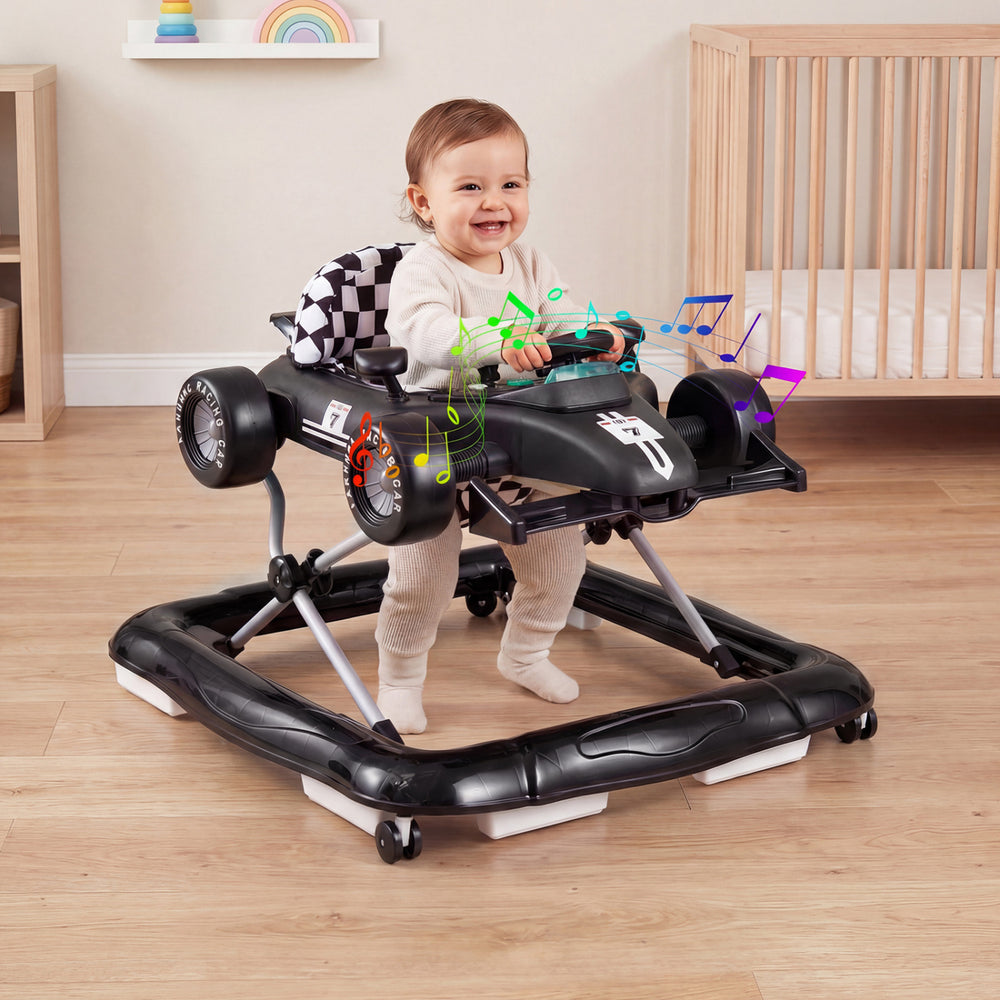 4-in-1 Baby Push Walker Activity Center Height Adjustable with Music Box-Black - Gallery View 1 of 10