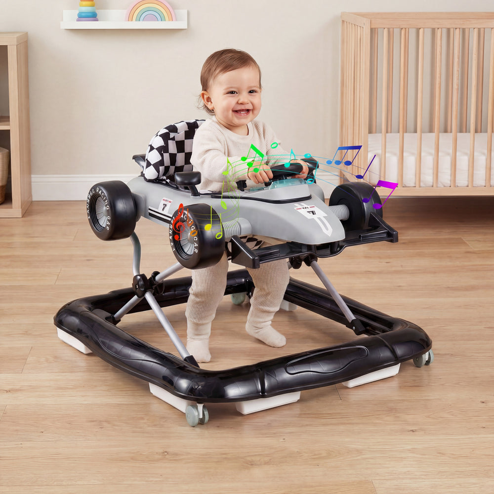 4-in-1 Baby Push Walker Activity Center Height Adjustable with Music Box-Gray - Gallery View 1 of 10