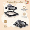 Height-adjustable gray 4-in-1 baby push walker with music box, suitable for 6-18 months, featuring non-slip wheels.