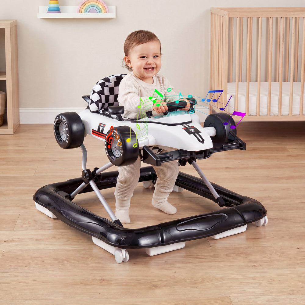 4-in-1 Baby Push Walker Activity Center Height Adjustable with Music Box-White - Gallery View 1 of 10