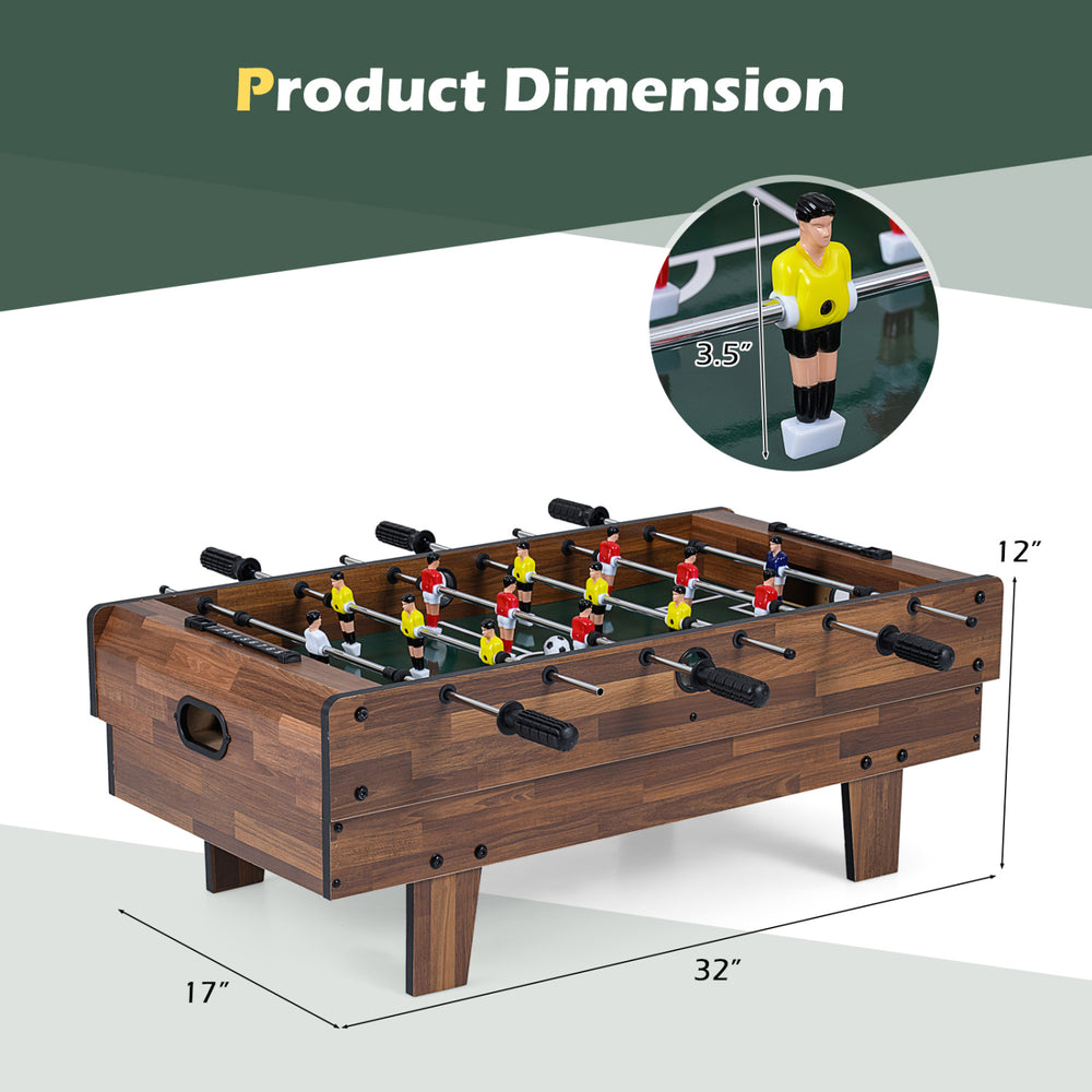 4 in 1 Combo Game Table Set with foosball, billiards, and hockey, featuring dimensions of 32" x 17" x 12" for versatile.