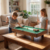 Children playing on the 4 in 1 Combo Game Table Set with Billiards, featuring a natural wood finish for family fun.