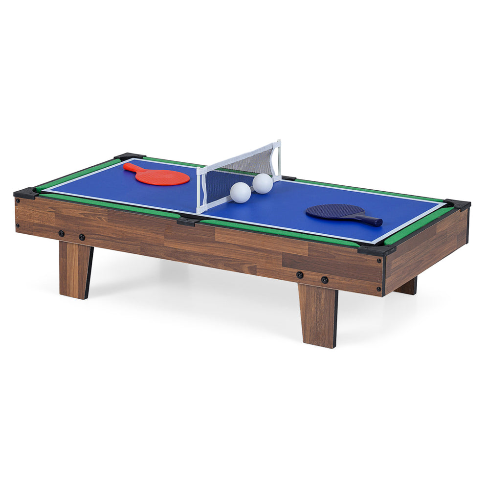 4 in 1 combo game table set featuring billiards, foosball, table tennis, and hockey for family fun and gatherings.