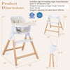 4-in-1 convertible baby high chair in beige features solid wood legs, detachable tray, and space-saving folding design.