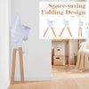 4-in-1 convertible baby high chair in beige features a space-saving folding design and solid wood legs for stability.