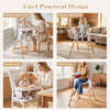 4-in-1 convertible baby high chair in beige, serving as a feeding chair, toddler chair, booster seat, and adult stool.