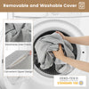 Gray linen cover of the 4-in-1 convertible folding sofa bed being placed in a washing machine for easy cleaning.
