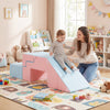 Colorful 4-in-1 foam climbing blocks with slide for toddlers, featuring a soft surface for safe indoor play and exploration.