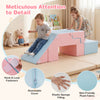 Foam climbing blocks in pink with slide feature soft, skin-friendly fabric for safe indoor play and endless fun.