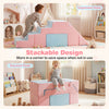 Colorful 4-in-1 foam climbing blocks in pink, designed for indoor play with a stackable and customizable feature.