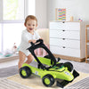 Green 4-in-1 foldable activity push walker with adjustable height, featuring a steering wheel and safety bumper for.