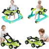 4-in-1 foldable activity push walker in green with adjustable height, safety features, and engaging toy elements for.