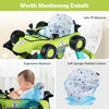 4-in-1 foldable activity push walker in green with ergonomic backrest and soft sponge padded cushion for baby comfort.