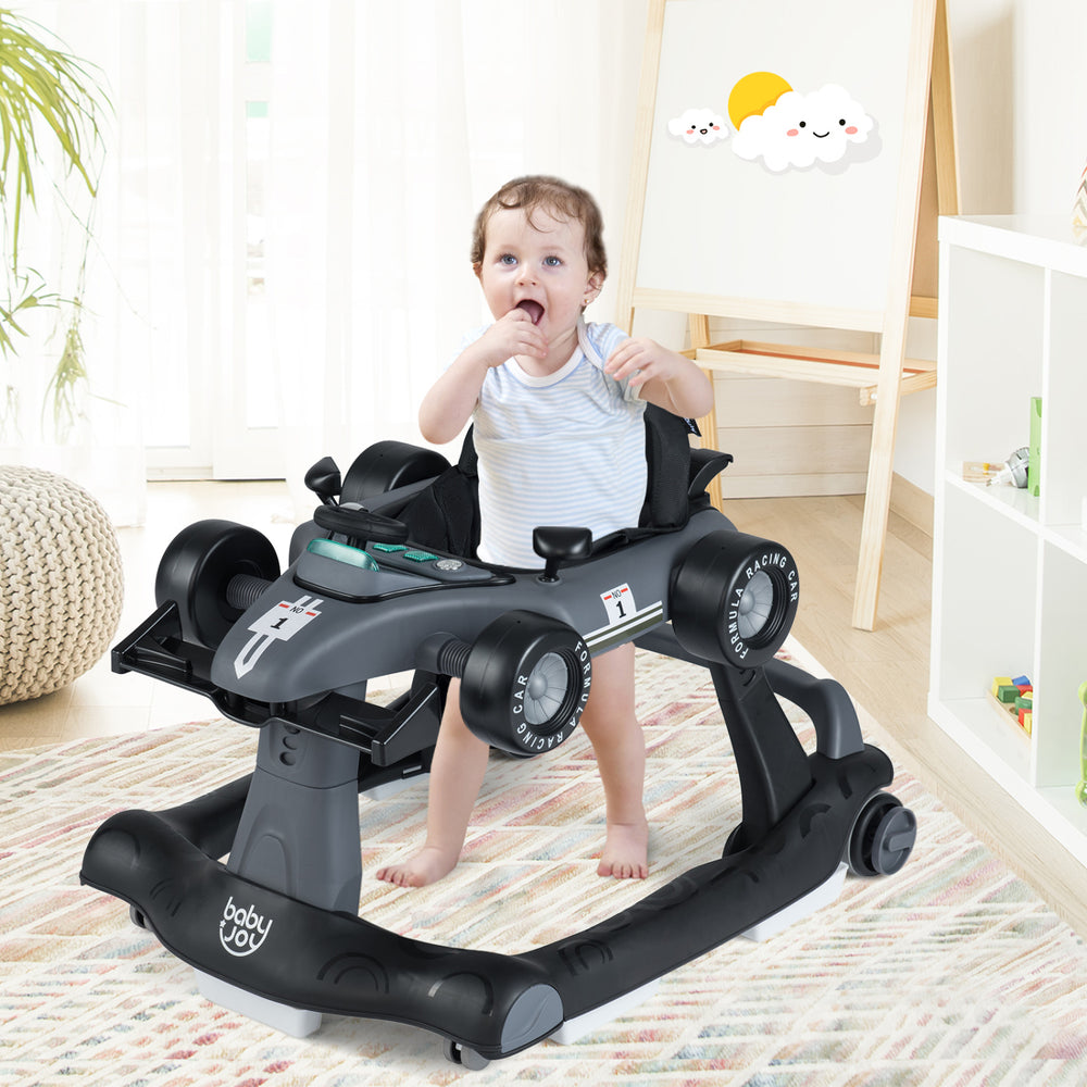 4-in-1 Foldable Activity Push Walker with Adjustable Height-Gray - Gallery View 1 of 10