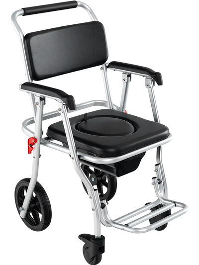 Costway 4-in-1 Foldable Bedside Commode Chair w/ Brakes Bucket Footrest 61734582 New