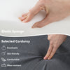 Close-up of elastic sponge and selected corduroy fabric of a gray 4-in-1 folding sofa bed, highlighting comfort and.
