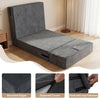 4-in-1 folding sofa bed in gray corduroy with rounded edges and zippered covers, ideal for versatile living room use.