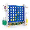 Height adjustable 4-in-1 connect game in blue with mesh net, suitable for indoor and outdoor family fun.