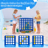 Height adjustable 4-in-1 connect game in blue, featuring a mesh net and carrying bag for easy transport and storage.