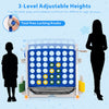 Height adjustable 4-in-1 Row Connect Game in blue with mesh net, designed for indoor and outdoor family fun.