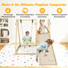 4-in-1 Indoor Jungle Gym with Baby Swing and Climbing Ramp-Natural - Gallery View 1 of 10